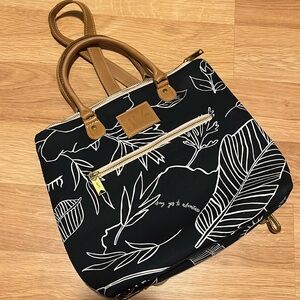 Custom Sseko Secret Garden Tote/Backpack with classic tan leather handles